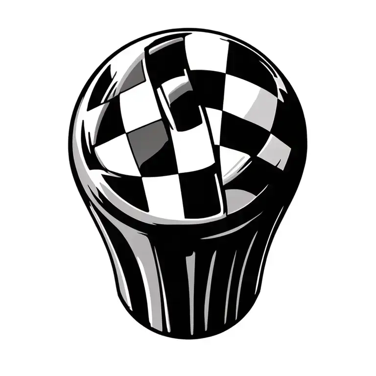 checkered flag truck gear knob merged together tattoo design idea