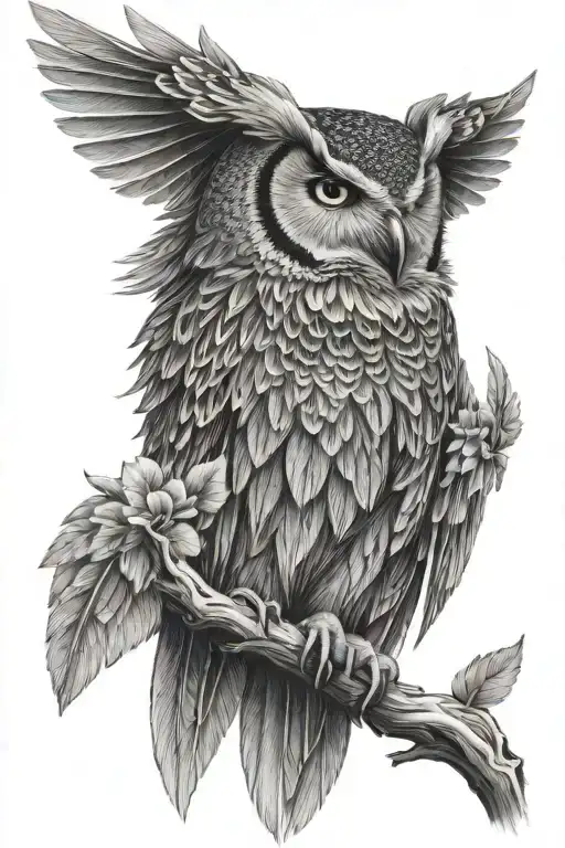 owls wing spread tattoo design idea