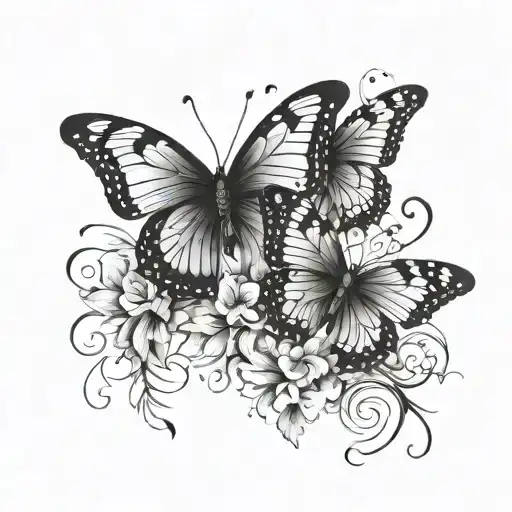 butterflies down rib tattoo design idea