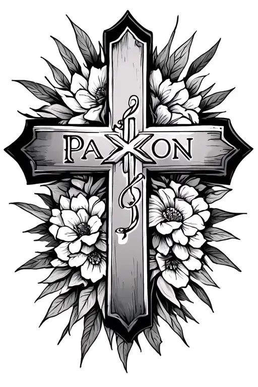 "vertically positioned" forearm large solid cross religious tattoo to remembering a loss of best friend who passed away 2/15/2022 name is paxton tattoo design idea