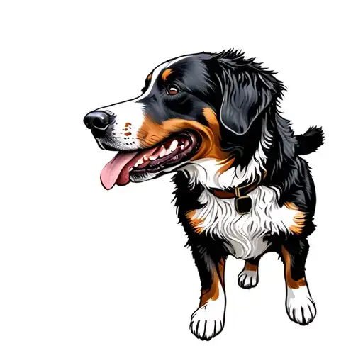 Bernese mountain dog folk art full body tattoo design idea