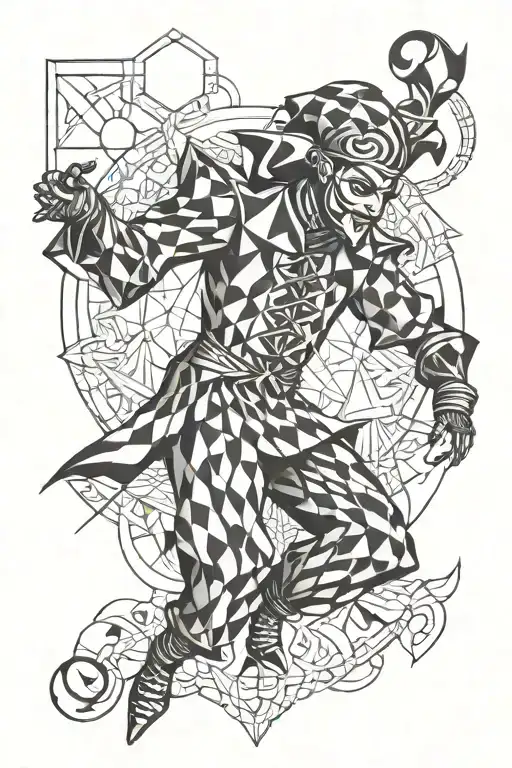 dancing jester tattoo design idea