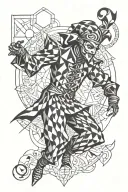 dancing jester tattoo design idea