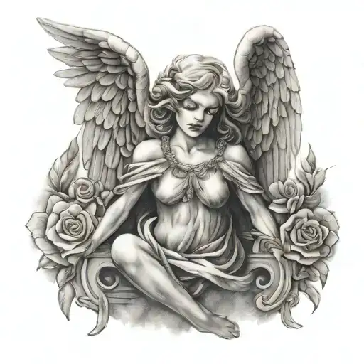 Stone Angel tattoo design idea