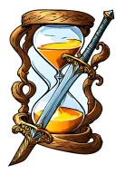 non drawn sword and hourglass, ronan style tattoo design idea