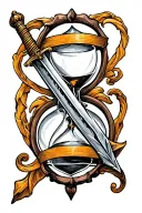non drawn sword and hourglass, ronan style tattoo design idea