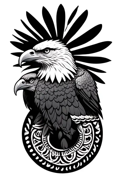 eagle with round polynesian tattoo design idea