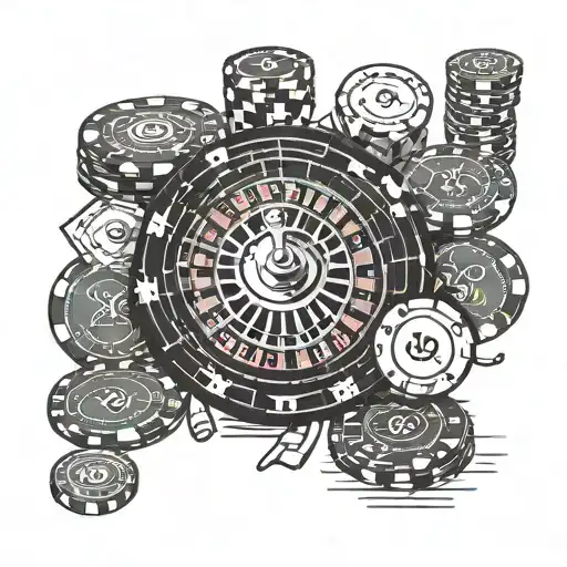 life is a gamble roulette casino chips tattoo design idea
