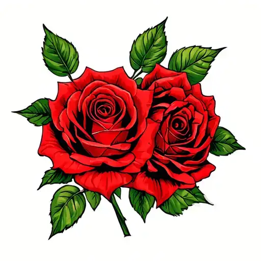 create 2 red roses intertwined tattoo design idea