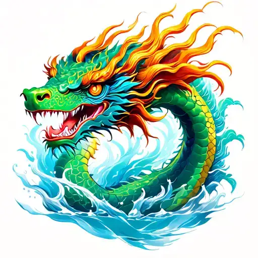 Water Chinese dragon tattoo design idea