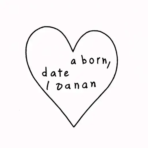 date of born baby girl with a heart tattoo design idea