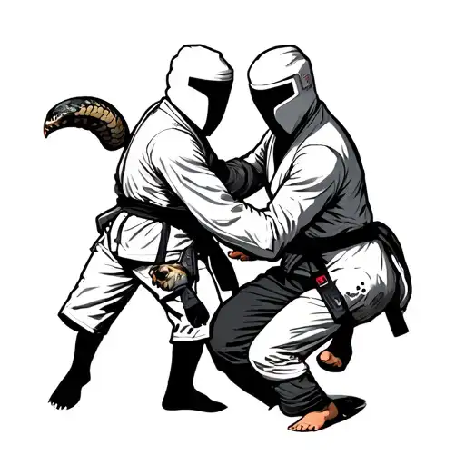 snake eyes and storm shadow in a bjj match  tattoo design idea