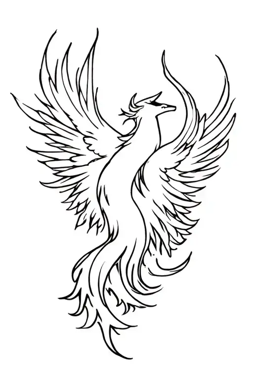 Phoenix burning into ashes fine line tattoo tattoo design idea