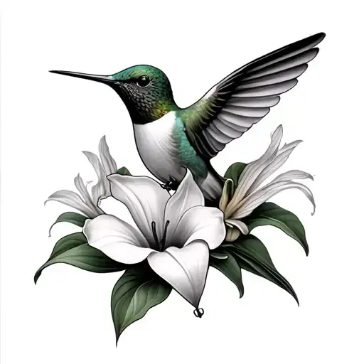 Hummingbird with Calla lilies tattoo design idea
