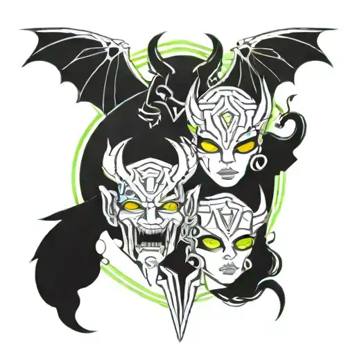 3 cute demon sibling tattoo tattoo design idea