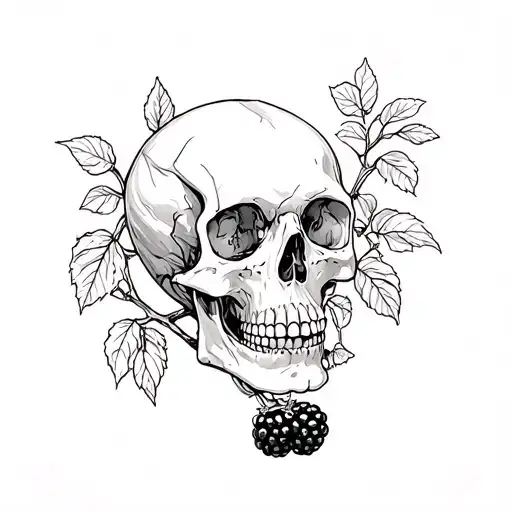 blackberry vine growing little skulls tattoo design idea