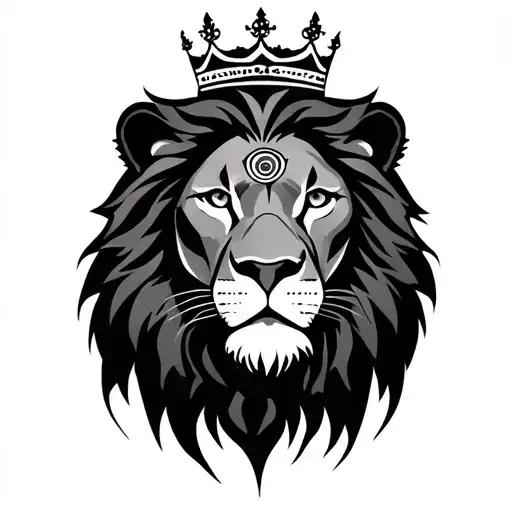 Minimalist Lion (with third eye or crown) tattoo design idea