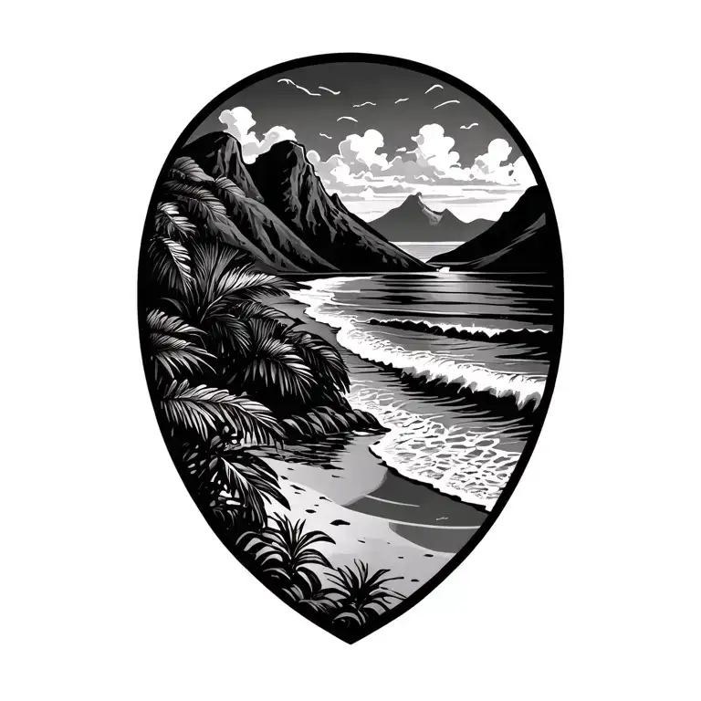 Costa Rica Beach Scene A Mountain tattoo design idea