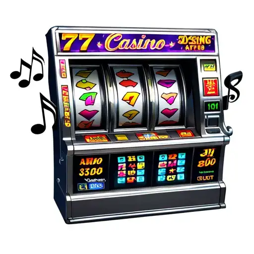 777 Casino slot machine with music notes tattoo design idea