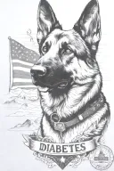 German shepherd portrait bracelet saying "diabetes" mountain scene American flag waving tattoo design idea
