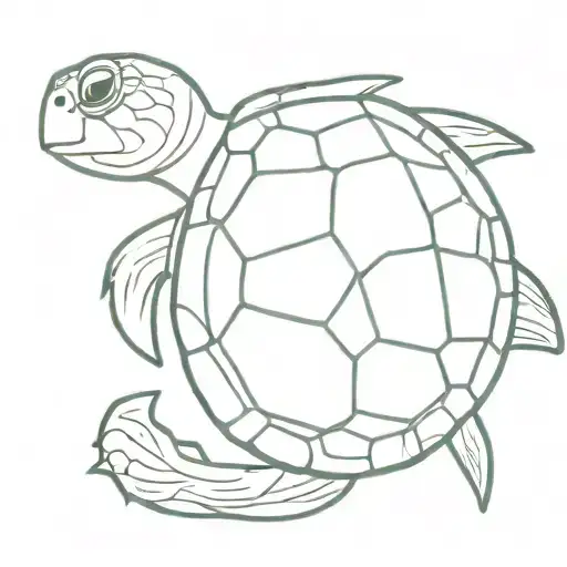 A turtle with on the shell I want a palm tree with a sea star and a shell fish and add a monoï flower tattoo design idea