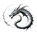 Simple minimalist celestial dragon tattoo no colour fine line tattoo design idea