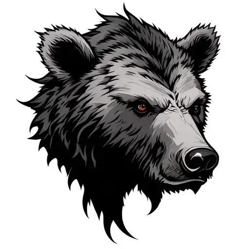 viking inspired bear head tattoo for head behind ear tattoo design idea