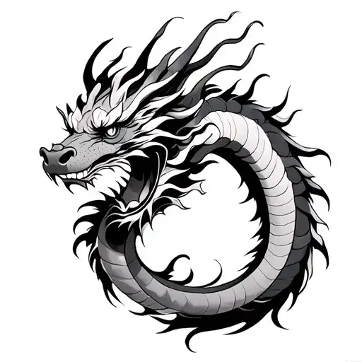 korean dragon flying tattoo design idea