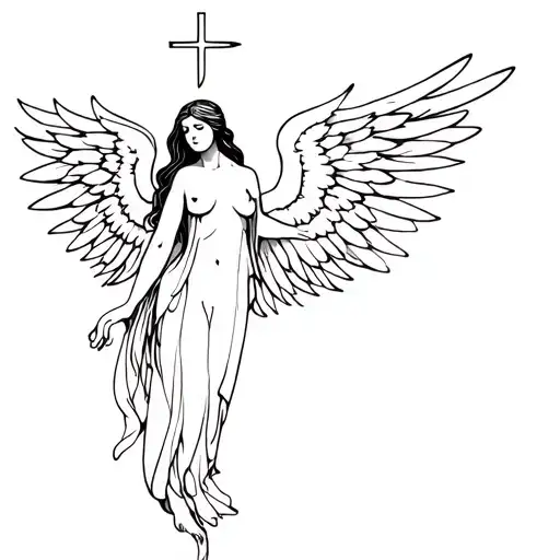 Melancholic angel tattoo Spain religion sadness tattoo design idea