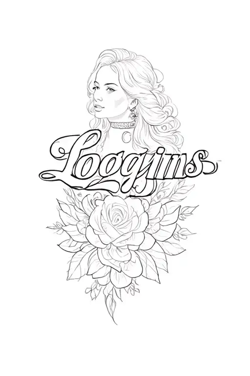 "Loggins"  girly name tattoo design idea