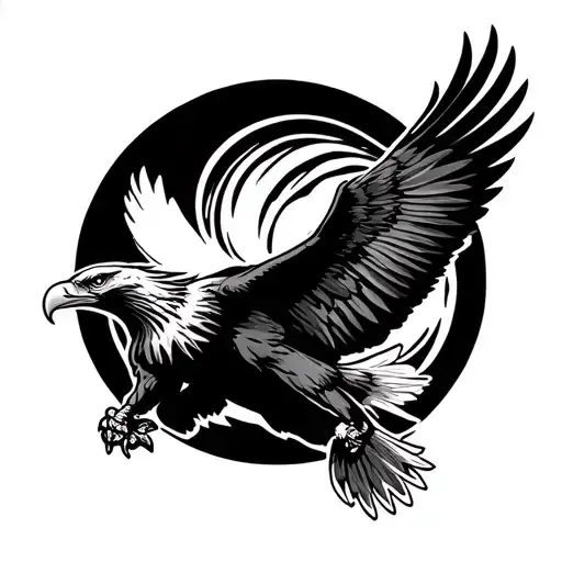 flying eagle landing tattoo design idea