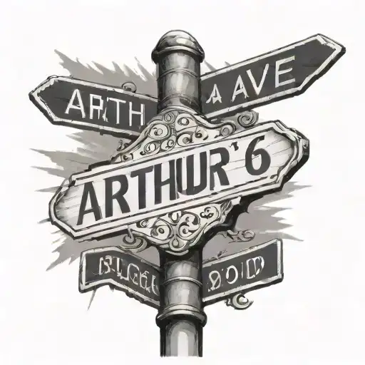 street sign that says Arthur Ave. 600 block tattoo design idea