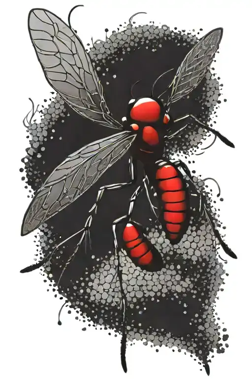 red mosquito tattoo design idea