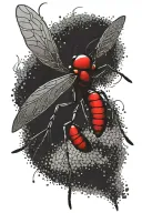 red mosquito tattoo design idea