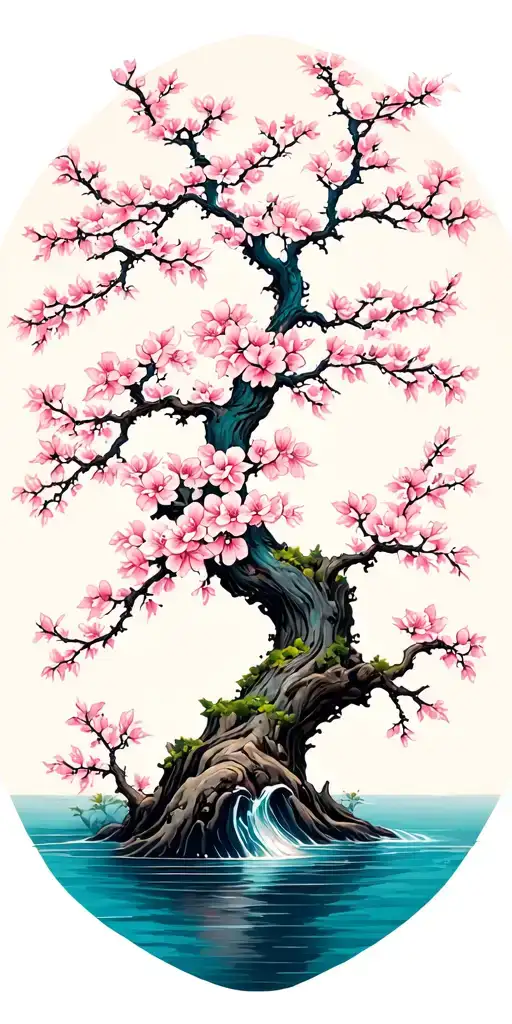 Tree of Life cherry blossom water tattoo design idea