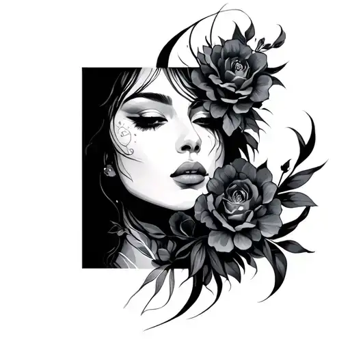 overcoming, ambition, has a beautiful face -to -face tattoo design idea