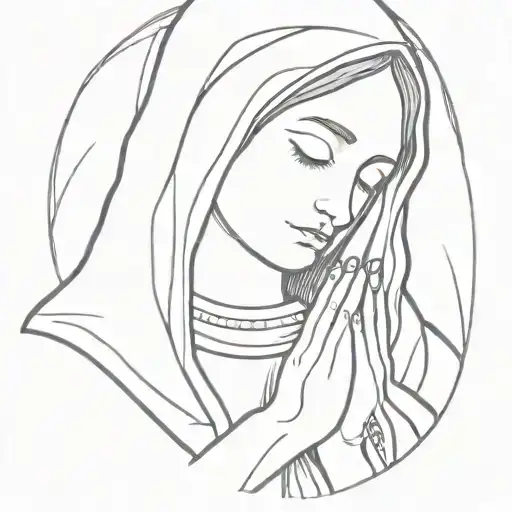Virgin Mary praying with one tear drop tattoo design idea