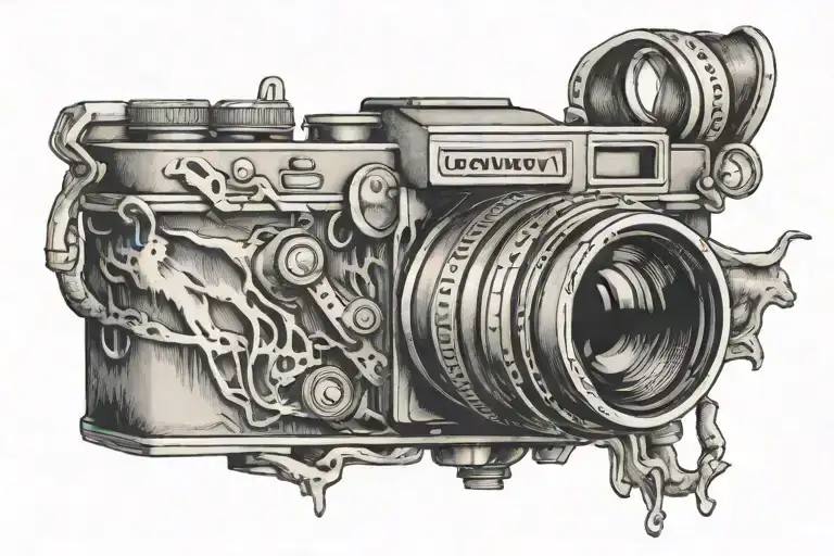camera with mecury cougar emblium tattoo design idea