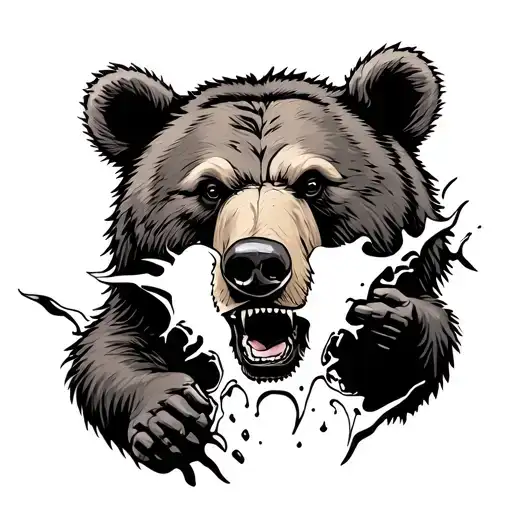 Bear Ripping Through Skin tattoo design idea