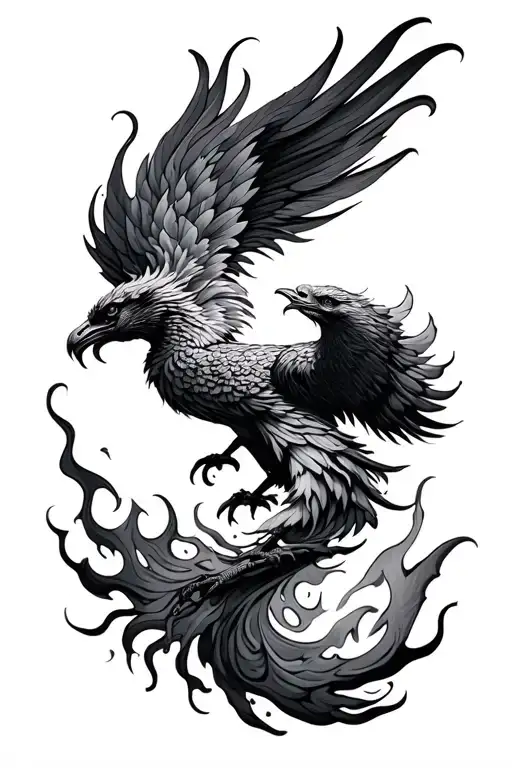 fire phoenix and semi colon tattoo design idea