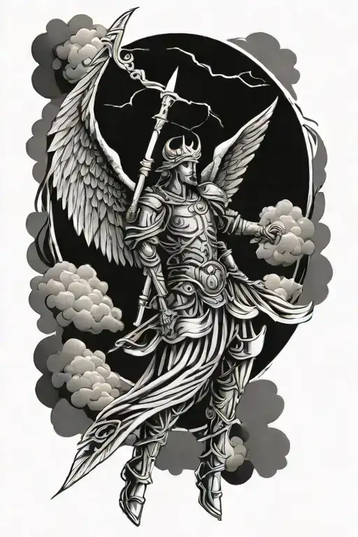 warrior angel tattoo design idea