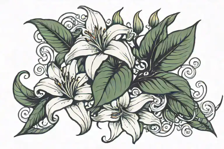 lily on vine  tattoo design idea