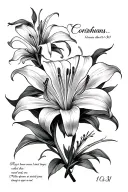 Madonna Lilly flower surrounding Corinthians 10:31 Bible Verse masculine style tattoo design idea