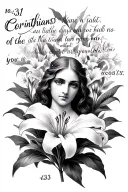 Madonna Lilly flower surrounding Corinthians 10:31 Bible Verse masculine style tattoo design idea