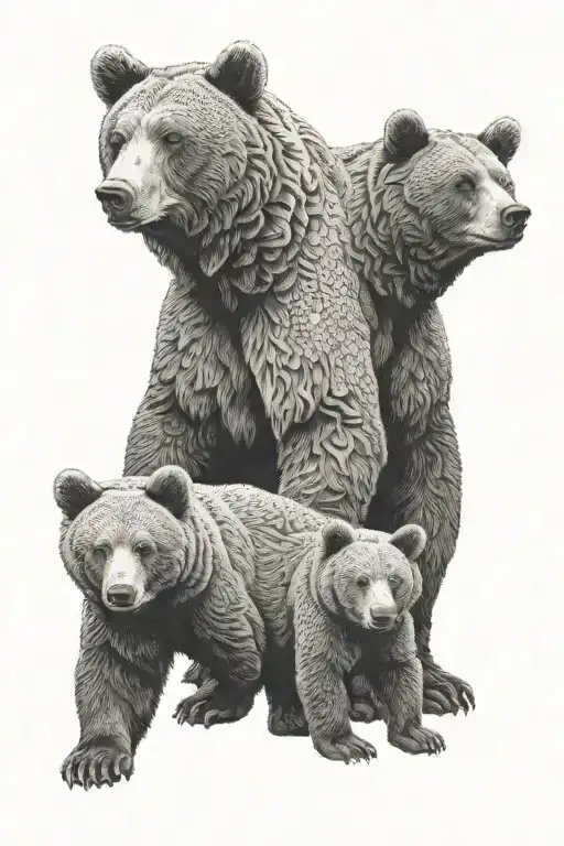 bear and two cubs tattoo design idea