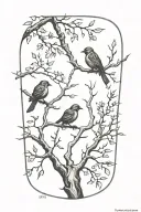 3 little birds silhouette on a branch tattoo design idea