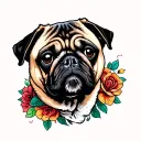 pug portrait tattoo tattoo design idea