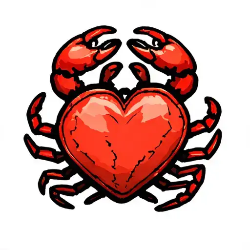 crab with heart shell pattern tattoo design idea