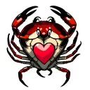 crab with heart shell pattern tattoo design idea