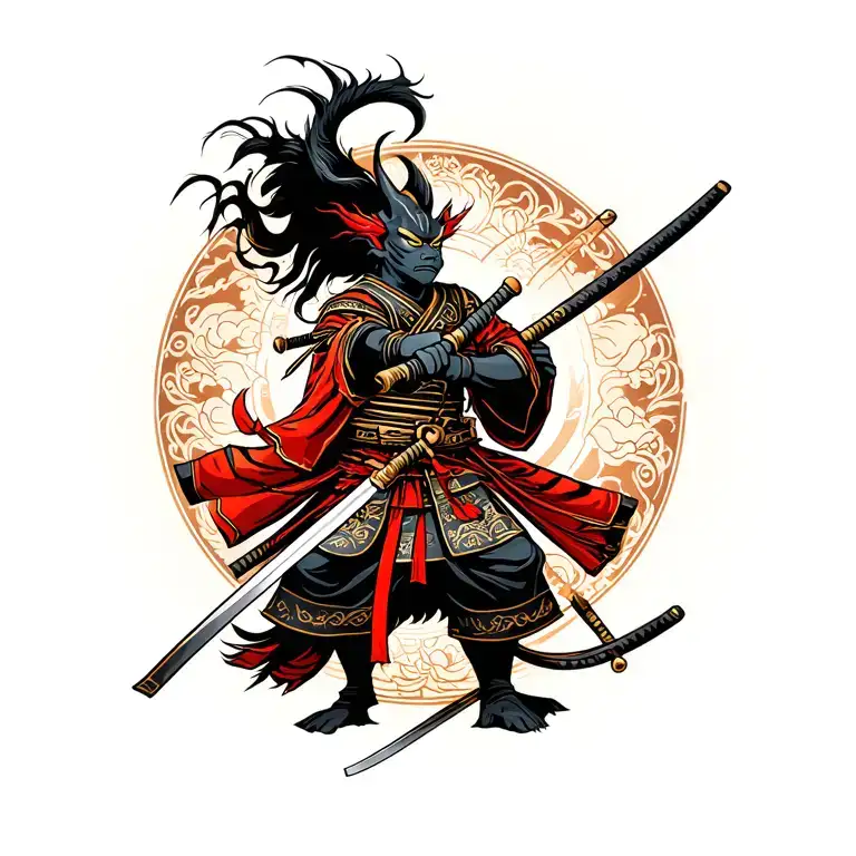 Asura / Samurais Wielding Katanas tattoo design idea